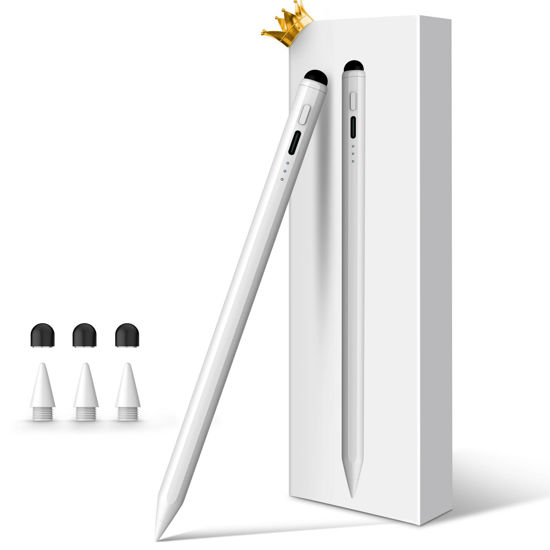 Picture of Pencil for Apple iPad 9th&10th Generation, 13 mins Fast Charge Stylus Pen, Palm Rejection, Tilt Sensitivity, Compatible w/iPad Pro 11/12.9/13in, iPad 6/7/8/9/10, iPad Air 3/4/5/6, iPad Mini 5/6