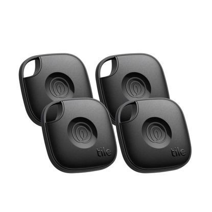 Picture of Tile by Life360 Mate (2024) Bluetooth Tracker, Keys Finder and Item Locator for Keys, Bags and More. Phone Finder. Both iOS and Android Compatible. 4-Pack (Black)
