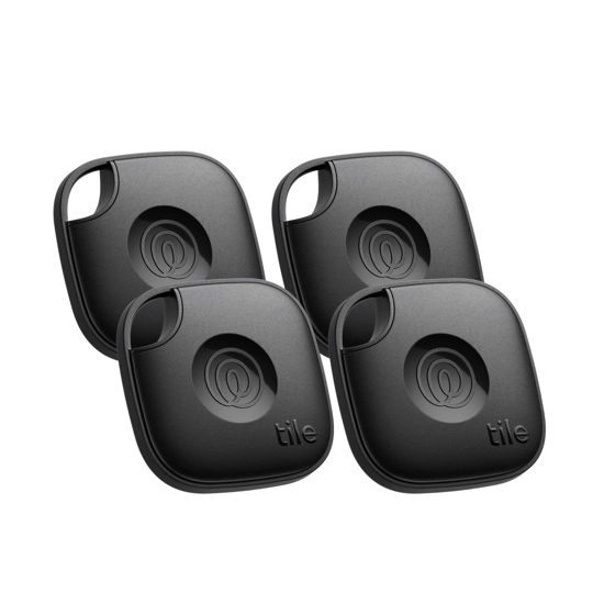 Picture of Tile by Life360 Mate (2024) Bluetooth Tracker, Keys Finder and Item Locator for Keys, Bags and More. Phone Finder. Both iOS and Android Compatible. 4-Pack (Black)