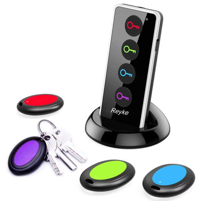 Picture of Reyke Key Finder, 80dB+ RF Item Locator Tags with 131ft. Working Range, Wireless Remote Tracker for Wallet, Phone, Glasses, Pet, 1 RF Transmitter & 4 Receivers