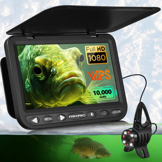 Picture of FishPRO (2024 Upgrade) Underwater Fishing Camera 7'' HD 1080P (No Need Learn) Ice Fishing Camera w/10,000mAh Li-Battery, IR & LED for Dark, USB-C, Portable Ice Fishing Fish Finder Camera, 25m/82ft