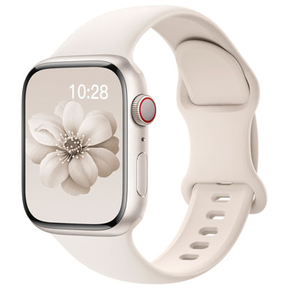 Picture of Sport Silicone Band Compatible with Apple Watch Bands 40mm 38mm 41mm 44mm 45mm 42mm 49mm Women Men,Soft Wristband Waterproof Replacement Sport Strap for iWatch Bands Series 9 8 7 6 5 4 3 2 1 SE Ultra
