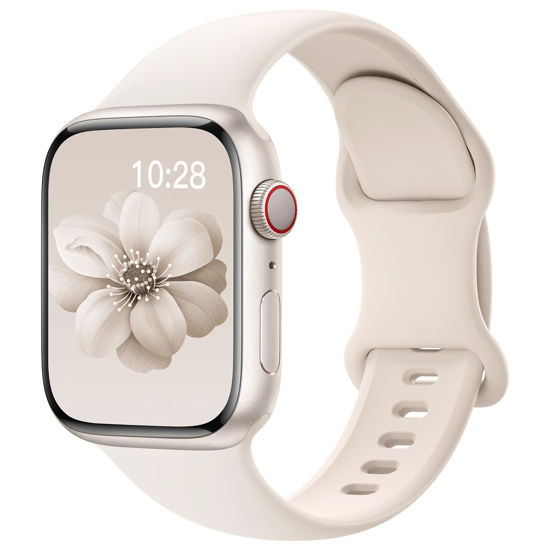 Picture of Sport Silicone Band Compatible with Apple Watch Bands 40mm 38mm 41mm 44mm 45mm 42mm 49mm Women Men,Soft Wristband Waterproof Replacement Sport Strap for iWatch Bands Series 9 8 7 6 5 4 3 2 1 SE Ultra