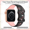 Picture of Floral Engraved Bands Compatible with Apple Watch Band 41mm 40mm 44mm 45mm 42mm 38mm 49mm 46mm for Women,Cute Flower iWatch Bands Soft Silicone Sport Strap for iWatch Series SE 10 9 8 7 6 5 4 3 Ultra