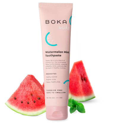 Picture of Boka Fluoride Free Toothpaste Nano Hydroxyapatite, Helps Remineralize, Appropriate for Sensitive Teeth, Whitening - for Adult, Kids Oral Care - Watermelon Mint Flavor, 4oz 1Pk - US Manufactured