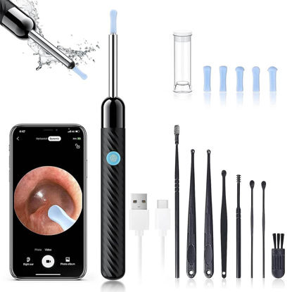 Picture of Ear Wax Removal - Earwax Remover Tool with 8 Pcs Ear Set - Ear Cleaner with Camera - Earwax Removal Kit with Light - Ear Camera with 6 Ear Spoon - Ear Cleaner for iOS & Android (Black)