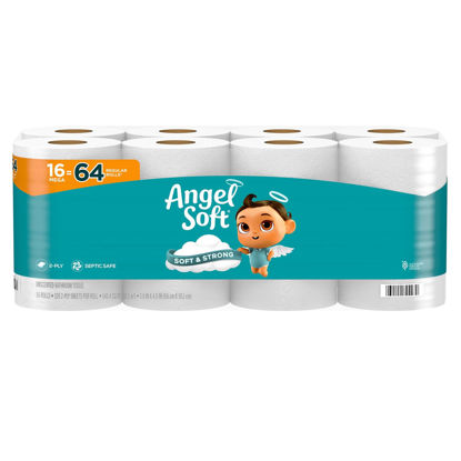 Picture of Angel Soft Toilet Paper, 16 Mega Rolls = 64 Regular Rolls, Soft and Strong Toilet Tissue