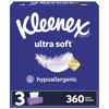 Picture of Kleenex Ultra Soft Facial Tissues, 3 Flat Boxes, 120 Tissues per Box, 3-Ply (360 Total Tissues), Packaging May Vary