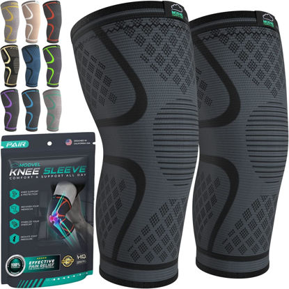 Picture of Modvel Compression Knee Brace for Women & Men - 2 Pack Knee Brace for Women Running Knee Pain, Knee Support Compression Sleeve, Workout Sports Knee Braces for Meniscus Tear ACL & Arthritis Pain Relief