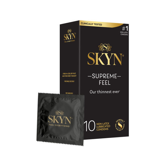 Picture of SKYN Supreme Feel Non-Latex Condoms - 10 Count - Ultra-Thin & Pre-Lubricated for a Natural, Smooth Fit