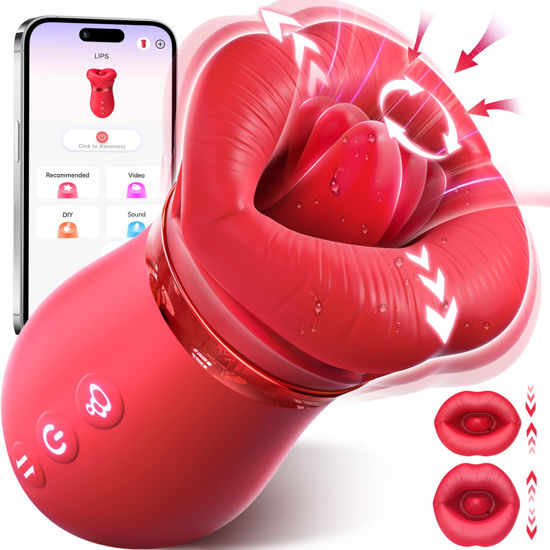 Picture of Vibrator Adult Sex Toys for Women - Sovokn 5IN1 Mouth Sucking Vibrator Rose Sex Toy, 10 Tongue Licking, 3 Auto & 1 Manual Sucking Adult Toys New APP, Anal Clit Nipple Vibrators Female Couples Sex Toys