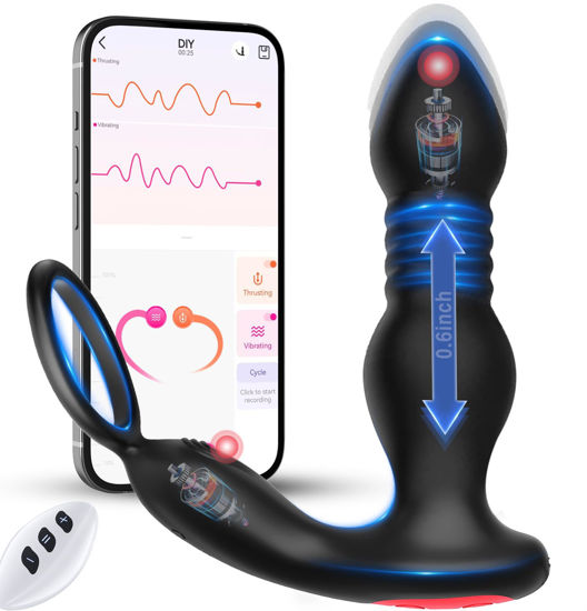 Picture of BEISAR Prostate Massager Anal Vibrator Thrusting Vibrating 7 Modes with Cock Ring Anal Plug Anal Sex Toys P Spot Massager Male Sex Toys for Men Enema Products Dildos Women Couples Remote Control