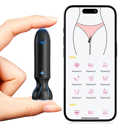 Picture of Mini Bullet Vibrator Adult Toys - Vibrators App Controlled Female Sex Toys with 9 Vibration Modes, Lipstick G Spot Dildo Clitoral Vibrator, Long Distance Discreet Vibrator for Women & Couples (Black)