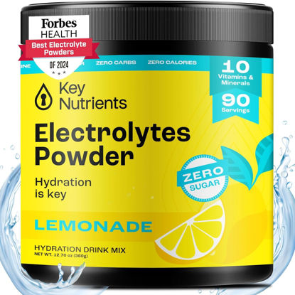 Picture of KEY NUTRIENTS Multivitamin Electrolytes Powder No Sugar - Refreshing Lemonade Electrolyte Powder - Sodium & Energy Supplement - Hydration Powder - No Calories - 90 Servings - Made in USA