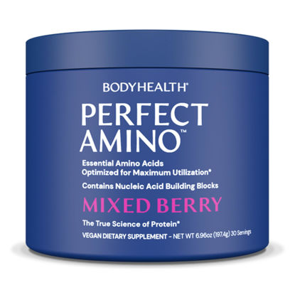 Picture of BodyHealth PerfectAmino Powder - BCAA and EAA Powder for Pre and Post Workout - Amino Acid Energy Drink for Men and Women to Support Lean Muscle and Recovery - Mixed Berry - 30 Servings