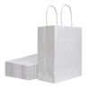 Picture of bagmad 50 Pack 8x4.75x10 inch Medium White Kraft Paper Bags with Handles Bulk, Gift Bags, Craft Grocery Shopping Retail Birthday Party Favors Wedding Sacks Restaurant Takeout, Business (50Pcs)