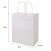 Picture of bagmad 50 Pack 8x4.75x10 inch Medium White Kraft Paper Bags with Handles Bulk, Gift Bags, Craft Grocery Shopping Retail Birthday Party Favors Wedding Sacks Restaurant Takeout, Business (50Pcs)
