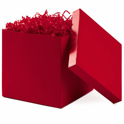 Picture of Hallmark Medium Gift Box with Lid and Shredded Paper Fill (Red 7 inch Box) for Birthdays, Graduations, Anniversaries, Christmas, Valentine's Day, All Occasion