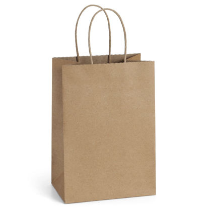 Picture of BagDream 100Pcs 5.25x3x8 Inches Gift Bags Small Paper Bags with Handles Bulk Kraft Brown Paper Shopping Wedding Birthday Party Favor Gift Bags For Goody Craft