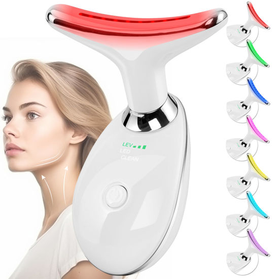 Picture of Facial Massager Red-Light-Therapy-for-Face and Neck, Face 𝖲 culpting Wand with 7 Color (White)