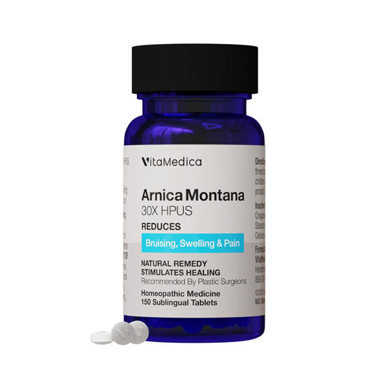 Picture of VitaMedica Arnica Montana 30X Rapid Dissolve Arnica Tablets for Natural Pain, Bruising, and Swelling Support - Homeopathic Medicine for Injury and Surgery Recovery - 150 Ct - 50 Servings