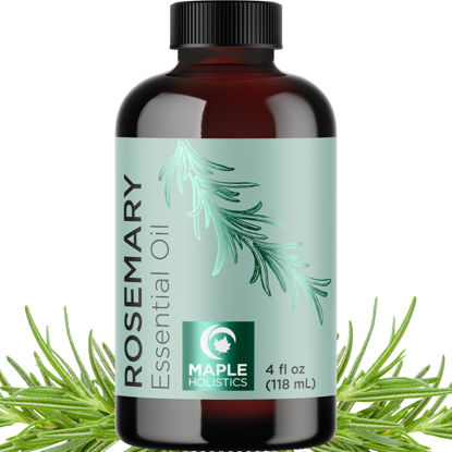 Picture of Pure Rosemary Essential Oil with Dropper - Undiluted Rosemary Oil for Hair Skin and Nails and Refreshing Aromatherapy Oil for Diffusers - Rosemary Essential Oil for Cleansing Dry Scalp Care 4oz