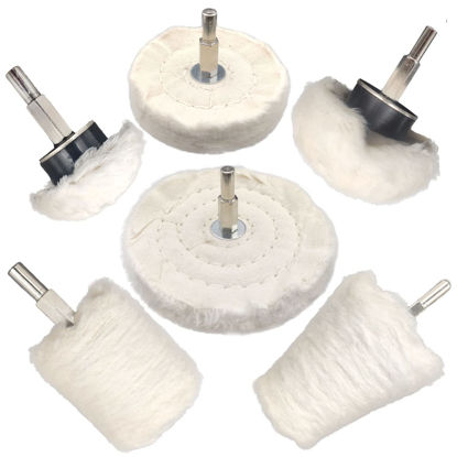 Picture of Tworider 6 pcs Buffing Wheel for Drill,Buffing Pad Polishing Wheel Kits,Wheel Shaped Polishing Tool for Metal Aluminum,Stainless Steel,Chrome,Jewelry,Wood,Plastic,Ceramic,Glass,etc