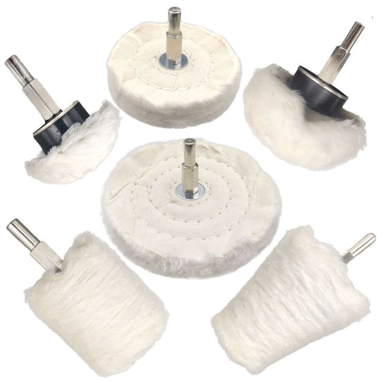 Picture of Tworider 6 pcs Buffing Wheel for Drill,Buffing Pad Polishing Wheel Kits,Wheel Shaped Polishing Tool for Metal Aluminum,Stainless Steel,Chrome,Jewelry,Wood,Plastic,Ceramic,Glass,etc