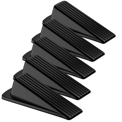 Picture of Crosize 5 Pack Door Stoppers for Bottom of Door, Premium Rubber Door Stops, Sturdy Door Wedge for Carpet, Tile, Concrete, Wood, Door Holder for Heavy Duty Door, Black