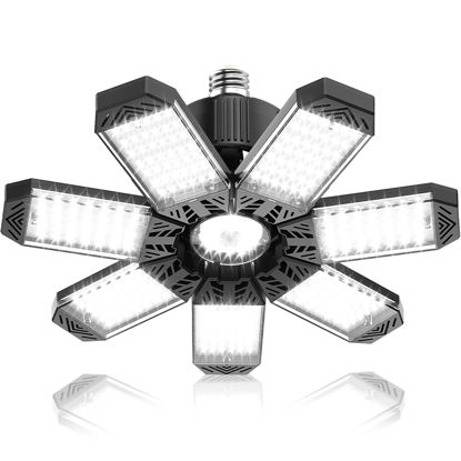 Picture of HAPYLUMI LED Garage Light 200W, Super Bright Garage Lights 20000LM Garage Lights Ceiling Led with 7 Adjustable Panels 6500K Led Shop Lights Screw in E26/E27 Bulb Socket for Garage Basement Lighting