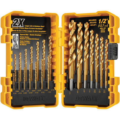 Picture of DEWALT Titanium Nitride Coated Drill Bit Set, Pilot Point, 21-Piece (DW1361)