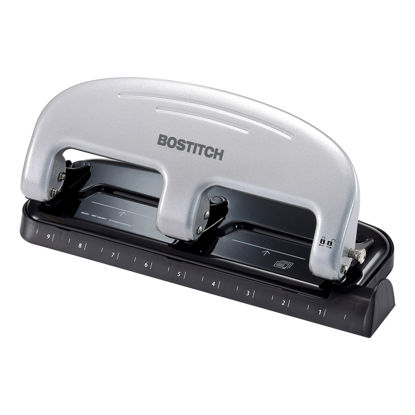 Picture of Bostitch Office EZ Squeeze 3-Hole Punch, 20 Sheet Capacity, Reduced Effort, No Jam Technology , Silver