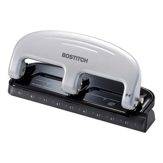 Picture of Bostitch Office EZ Squeeze 3-Hole Punch, 20 Sheet Capacity, Reduced Effort, No Jam Technology , Silver
