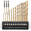 Picture of COMOWARE Titanium Twist Drill Bit Set - 16 Pcs Hex Shank High Speed Steel for Wood Plastic Aluminum Alloy, Quick Change, 1/16"-1/4"