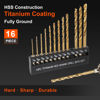 Picture of COMOWARE Titanium Twist Drill Bit Set - 16 Pcs Hex Shank High Speed Steel for Wood Plastic Aluminum Alloy, Quick Change, 1/16"-1/4"
