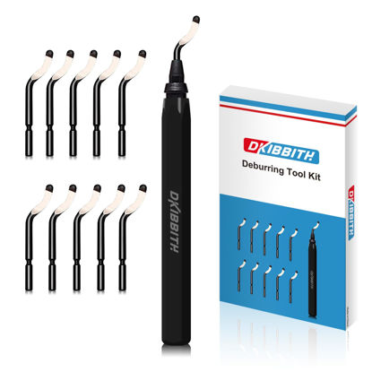 Picture of Deburring Tool Set 11 Pieces of High Speed Steel Rotary Burr Removal Blades, Ideal for Deburring Tool,1 Black Handle
