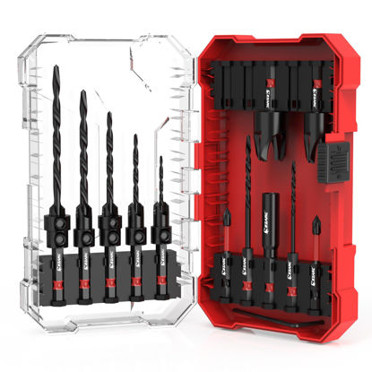 Picture of EZARC Countersink Drill Bit Set, 15 PCS Tapered Drill Bits Counter Sink Drill Bit with 2PCS Wood Plug Cutter 1/4" Hex Shank Quick Change for Woodworking with Storage Box