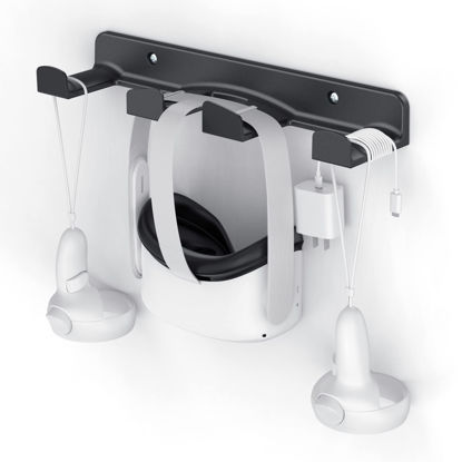 Picture of HomeMount VR Wall Mount Storage Stand Hook-for Meta/Oculus Quest 2/Quest/ Rift/ Rift S/ Valve Index/ HTC Vive/ HP Reverb G2/ Playstation VR Headsets, Gaming Controller Hanger Space Saving（Black）