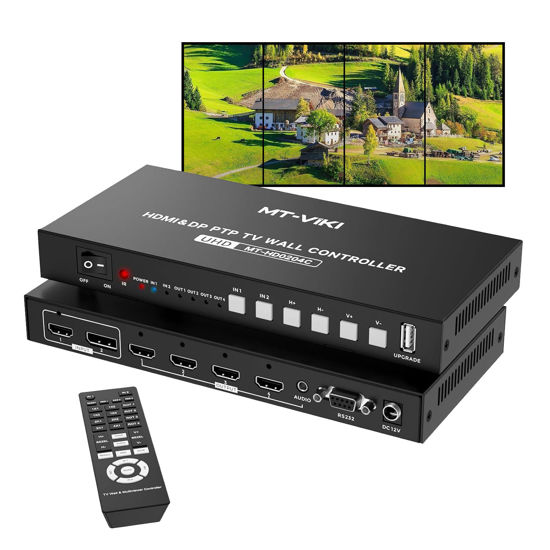 Picture of MT-VIKI 4K@60Hz HDMI+DP Video Wall Controller 2X2, Support 90°/ 180° /270° Rotate, Support Resolution UP to 4K@60Hz for 2X2 Mode, 8K@60Hz for 1X4 Mode (2 Input 4 Output)
