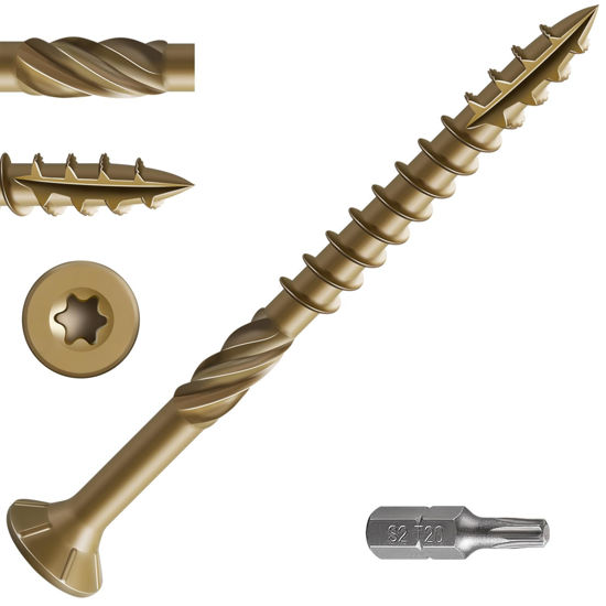Picture of Wensilon #10 * 3" Deck Screws, (137pcs)2 lbs.Exterior Wood Screws, Rust Resistant epoxy Coated, Bronze, T25 Star Bit