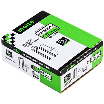 Picture of meite 18 Gauge 1/4-Inch Narrow Crown Staples, 5/8-Inch Length Heavy Duty Galvanized Upholstery Staples for Electric or Pneumatic Narrow Crown Staple Guns (4,000 PCS)