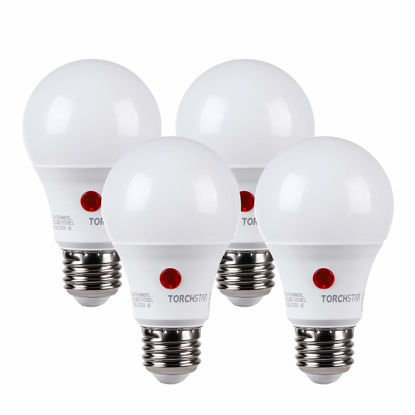 Picture of TORCHSTAR Dusk to Dawn Light Bulbs Outdoor, Sensor A19 LED Light Bulb, Auto on/Off Photocell Automatic for Outdoor Lighting, 5000K, Pack of 4