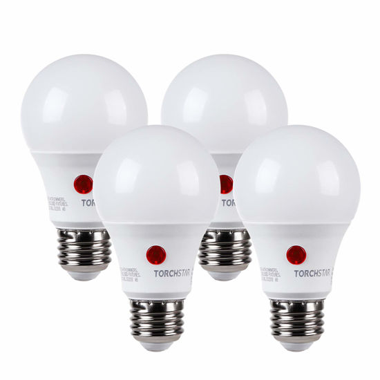 Picture of TORCHSTAR Dusk to Dawn Light Bulbs Outdoor, Sensor A19 LED Light Bulb, Auto on/Off Photocell Automatic for Outdoor Lighting, 5000K, Pack of 4