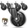 Picture of Lifelong Original Office Chair Wheels (As Seen On CNN) Replacement Rubber Chair Casters for Hardwood Floors and Carpet, Set of 5, Heavy Duty Casters for Chairs to Replace Office Chair Mats - Fits 98%