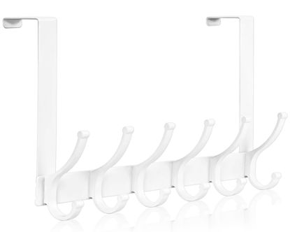 Picture of Over The Door Hooks, Over The Door Hanger Hook, Over The Door Towel Rack for Bathroom, Door Towel Hanger for Hanging Coats Hats (1Pack，White)