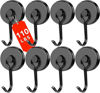 Picture of DIYMAG Black Magnetic Hooks, 110LBS Strong Magnetic Hooks Heavy Duty, Cruise Ship Essentials Magnet Hooks with Metal Hook for Hanging Refrigerator Home Kitchen Office, 8Pack