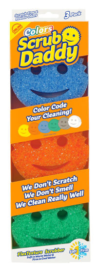 Picture of Scrub Daddy Color Sponges - Scratch-Free Multipurpose Dish Sponges for Kitchen, Bathroom + More - Household Cleaning Sponges Made with BPA-Free Polymer Foam (3 Count)