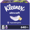 Picture of Kleenex Ultra Soft Facial Tissues, 8 Cube Boxes, 80 Tissues per Box, 3-Ply, Packaging May Vary