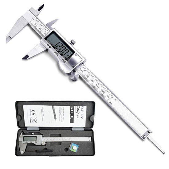 Picture of Digital Caliper, Caliper Measuring Tool with Stainless Steel, Electronic Micrometer Caliper with Large LCD Screen, Auto-Off Feature, Inch and Millimeter Conversion (6 Inch/150 mm)