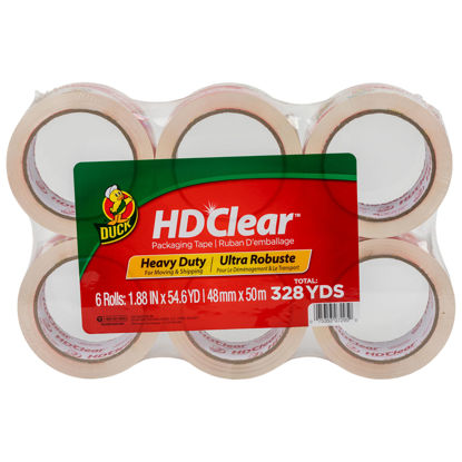 Picture of Duck HD Clear Packing Tape - 6 Rolls, 328 Yards Heavy Duty Packaging for Shipping, Mailing, Moving & Storage Clear, Strong Refills Boxes 1.88 In. x 54.6 Yd. (441962)
